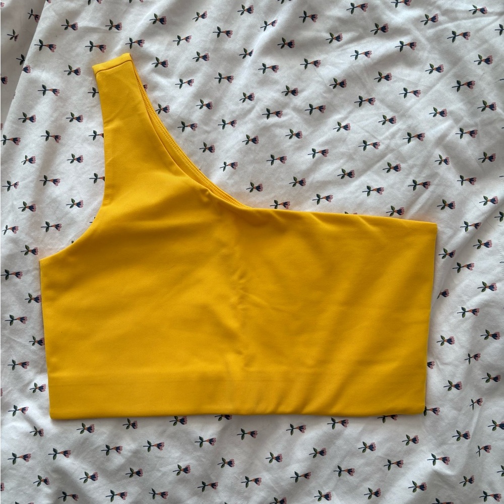 Girlfriend Collective Bianca One Shoulder Bra Yellow L